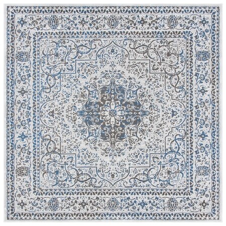Safavieh 6 ft. -7 in. x 6 ft. -7 in. Alhambra 600 Polypropylene Square Rug - Light Grey & Navy ALH628F-7SQ